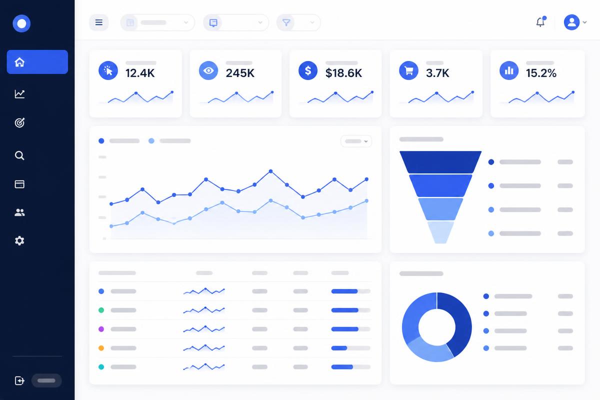 Call performance dashboard showing metrics and funnels